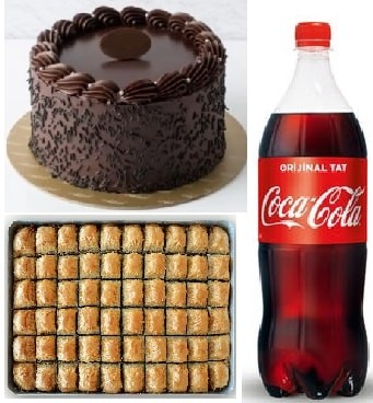 4-5 Kişilik Çikolatalı Pasta Cevizli Baklava ve Cola Fırsat Paketi